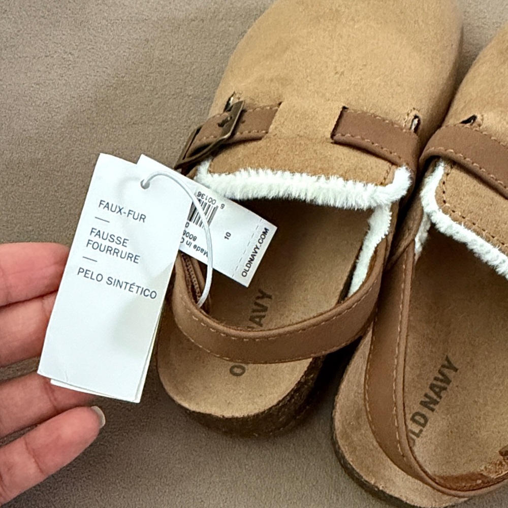 Old Navy Brown Moccasin Toddler Shoes Faux Fur Size 10 - Picture 5 of 6